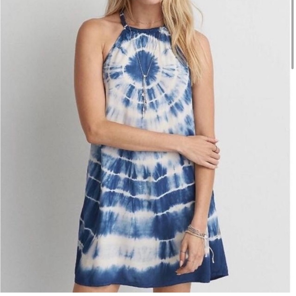 AMERICAN EAGLE TIE DYED HALTER SUMMER DRESS SZ Small